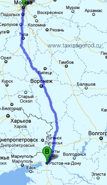 Карта маршрута из Москвы в Ростов на Дону такси Москва-Ростов на дону,заказ автобуса до Ростова
