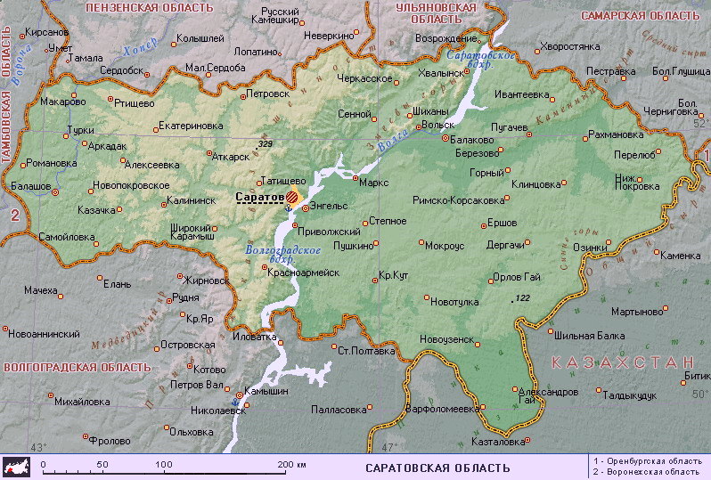 Карта Саратовской области,такси межгород в Саратов,междугороднее такси 